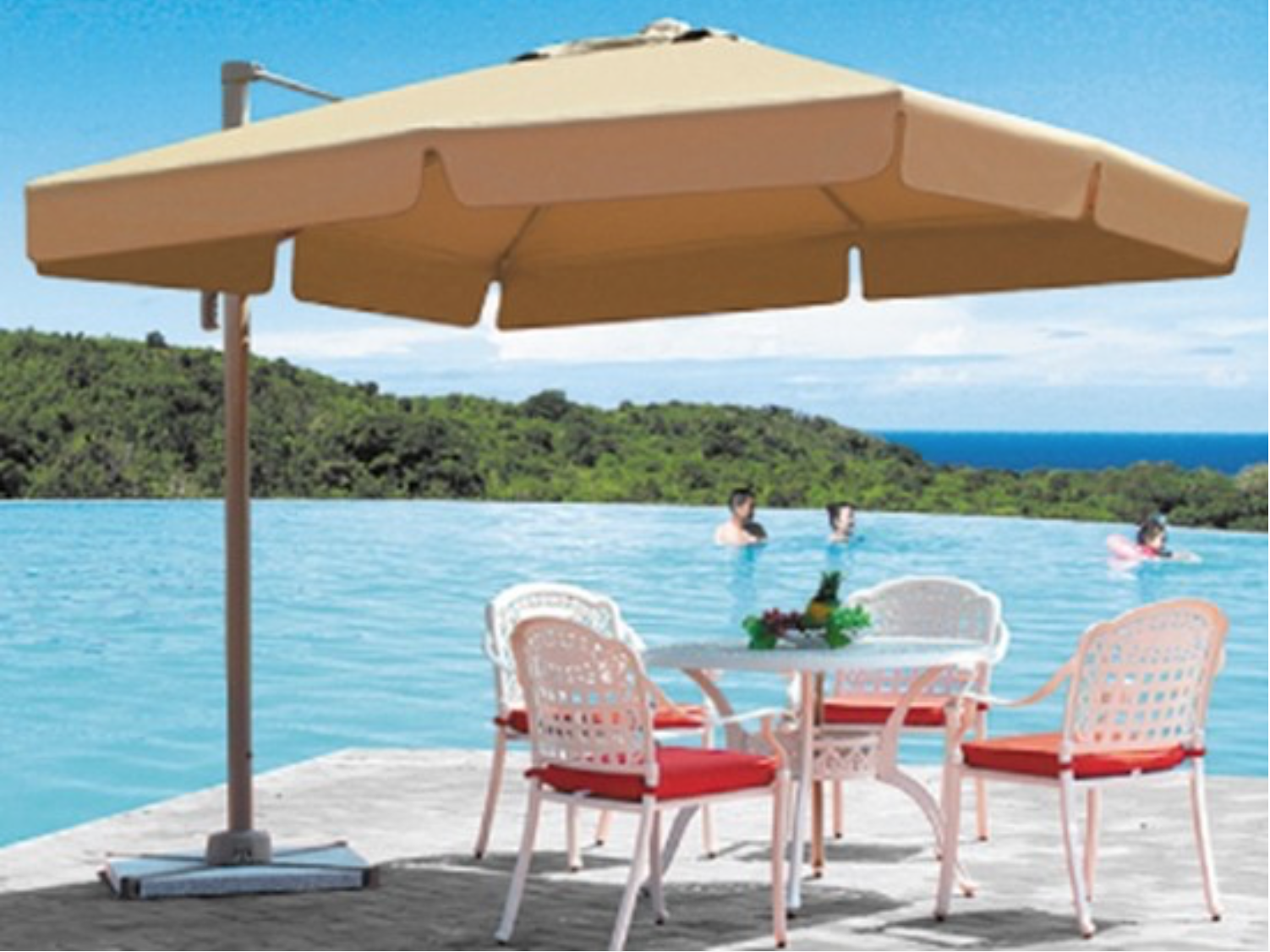 Single Patio Contemporary Garden Parasols 2.5X2.5m UV Resistant