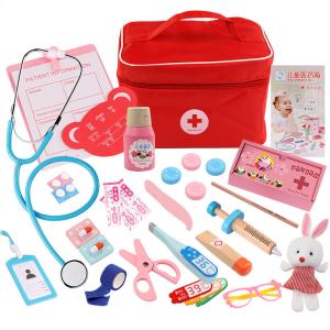Quality OEM Portable Kids Simulation Wooden Toy Doctor Kit wholesale