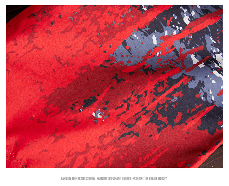 Digital Offset Printing Gradual Mens Red Boardshorts With Pockets