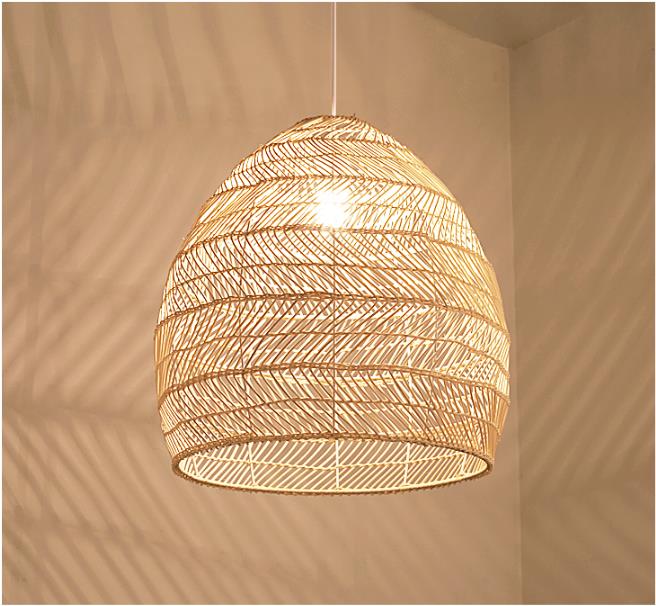 Modern Round Rattan Hanging Chandelier For Restaurant Indoor Lighting