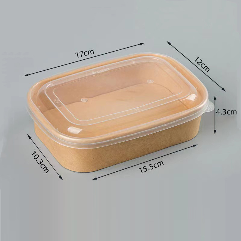Takeaway Square Paper Bowl With Lid Disposable Custom 500ml 750ml 1000ml