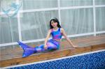 Stretchy Childrens Mermaid Tails Anti - UV 3D Colorful Printing Fabric