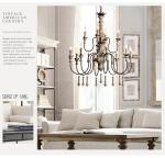 Vintage Foyer chandeliers large wooden lustre rustic lighting suspension retro