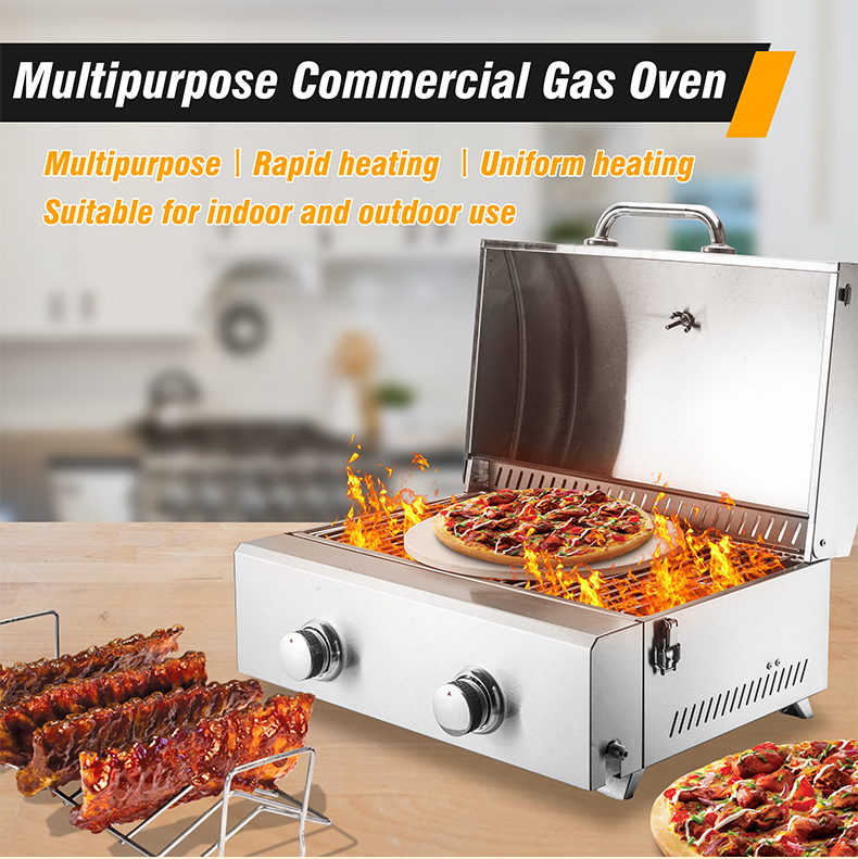 LPG Stainless Steel Pizza Oven Gas BBQ Oven Commercial Pizza Making Machine