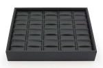 Black Leatherette Stackable Jewelry Trays , 20 Rings Jewelry Trays For Dresser