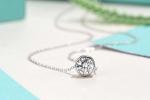 Women 1ct Diamond Moissanite Solitaire Necklace 925 Sterling Silver OEM