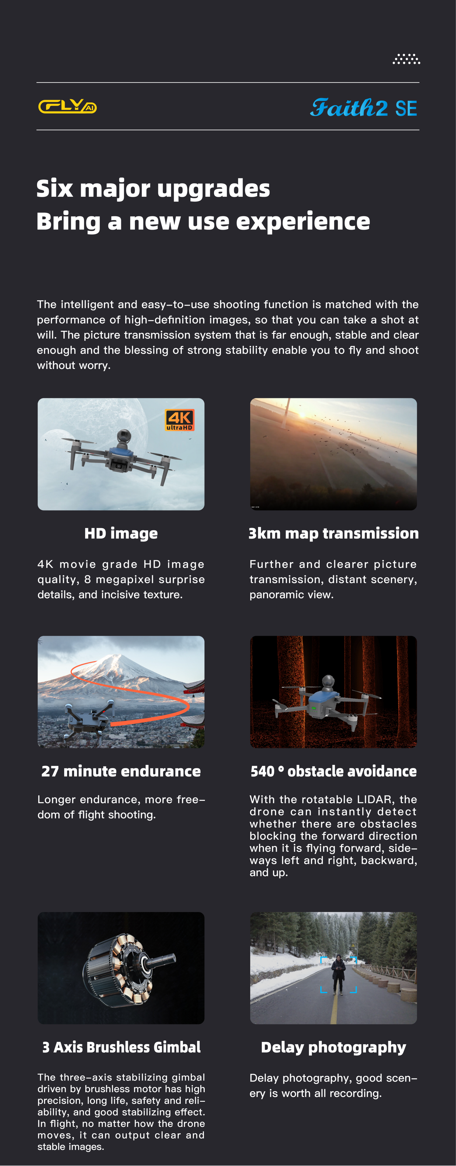 186*58*112 mm C-fly Faith 2 Se 3km Dual 4k Camera Hd Drones Brushless Radio Control Gps Obstacle Avoidance Professional Drone