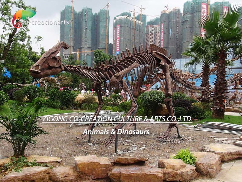 Waterproofing Jurassic World Replica Parasaurolophus Skeleton 15 meters length