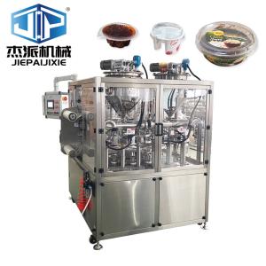 Quality Touch Screen Gas Flushing Plate Top Liquid/Sauce Filling Sealing Machine For Food Packaging wholesale