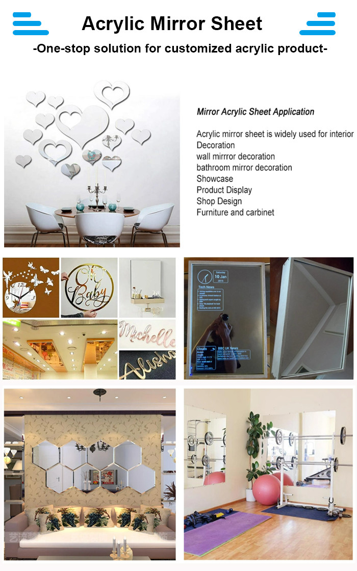 Custom 1mm Plexiglass Acrylic Sheet Wall Mirror Stickers Panel