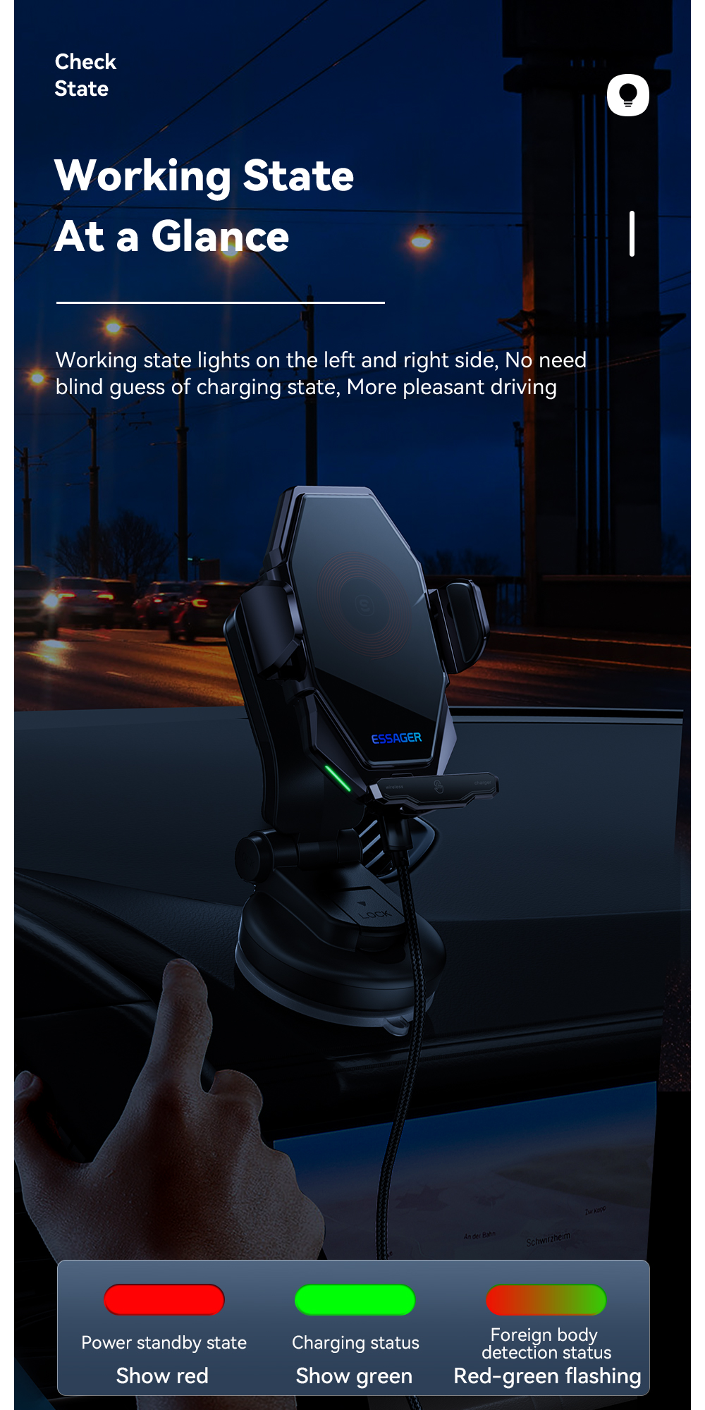 Essager 2023 Pilot 15W Wireless Car Phone Holder High Power 360 Free Rotation Fast Wireless Charging Car