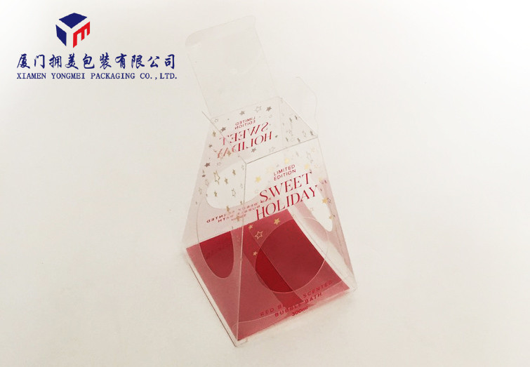 Trapezoid Custom Plastic Box Packaging , Clear Box Packaging For Bath Set