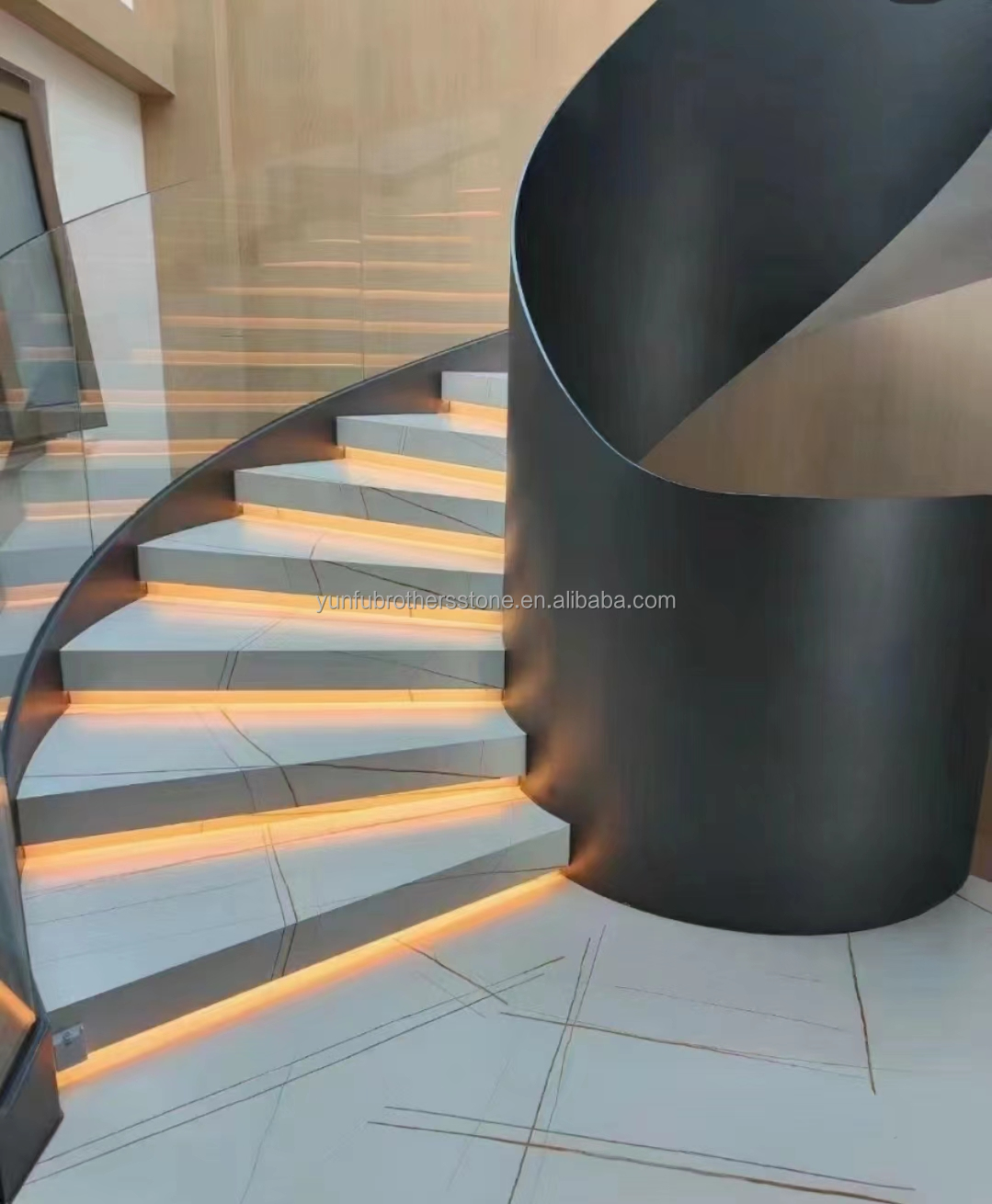 Interior Graphic Design Artificial Stone Steps Tiles for Modern Sintered Staircase