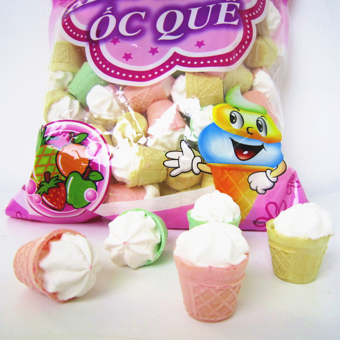 Cake Shape Peg Bag Pack Marshmallow Candy Colorful Fruit Flavor Halal Snack