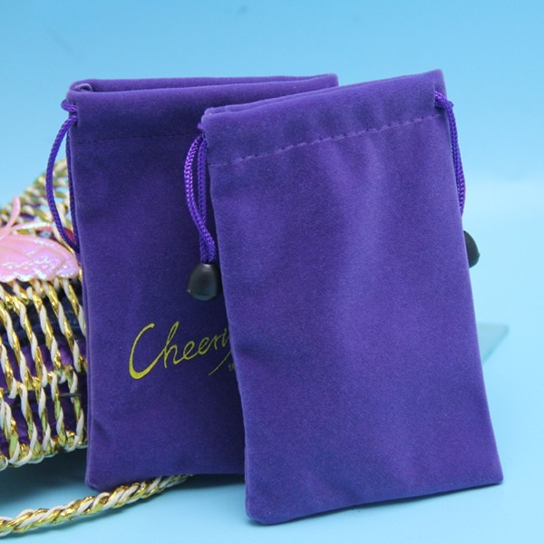 Soft Jewelry 10x15cm Velvet Drawstring Bag with printing logo