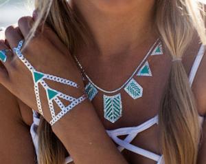 Quality Silver foil temporary tattoo, metallic foil tattoo, Jewelry tattoo wholesale
