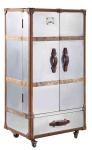 Retro H130cm Wood And Metal Wine Cabinet Industrial Display Cabinet