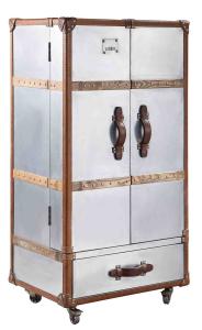 Quality Retro H130cm Wood And Metal Wine Cabinet Industrial Display Cabinet wholesale