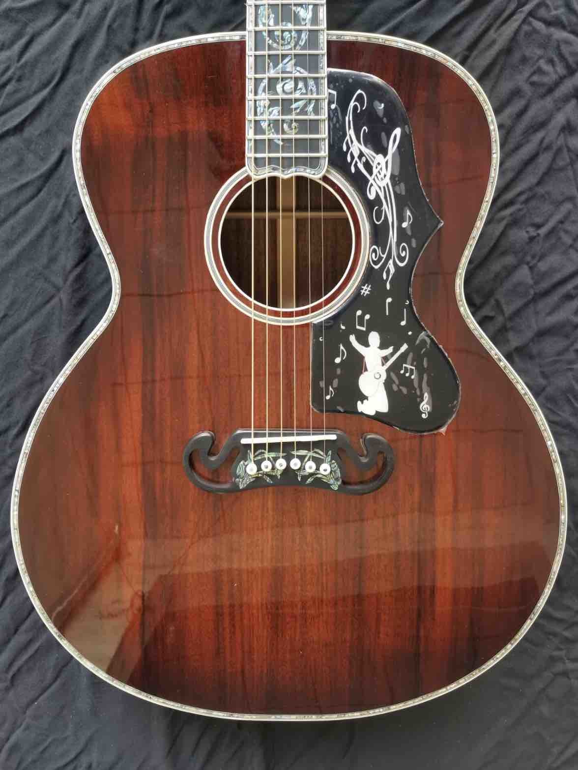 Aaaa All Solid Koa Wood 43 Inch Custom Design Jumbo Body Acoustic Guitar