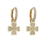 Wedding 24k Gold Hoop Earrings Dainty OEM Long Drop Diamond Earrings