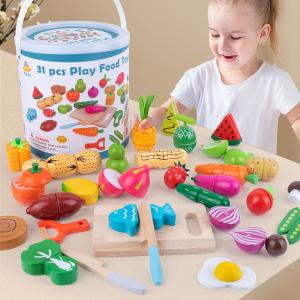 Quality Household Simulation Fruit Wooden Toys Barreled Vegetables Cut Educational wholesale