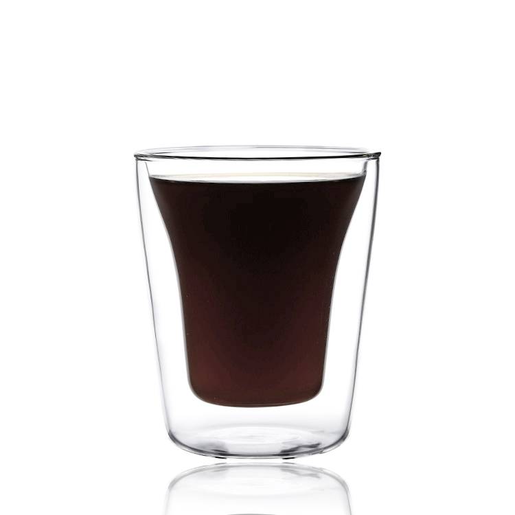 Hot Selling High Borosilicate Handle Heat Resistant Double Wall Clear 178ml Coffee Glass