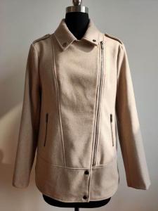 Quality Ladies Melton Jacket / Women'S Zipper Jacket / Beige Color Metal Zipper wholesale