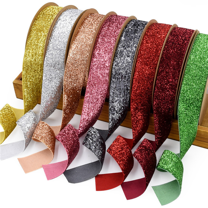 25mm Shinny Glitter Velvet Ribbon Dyed Olive Green Velvet Ribbon