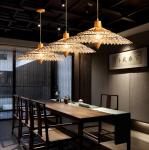 Bamboo Pendant Light For Kitchen Living Room E27 Wood Hanging Lighting Umbrella