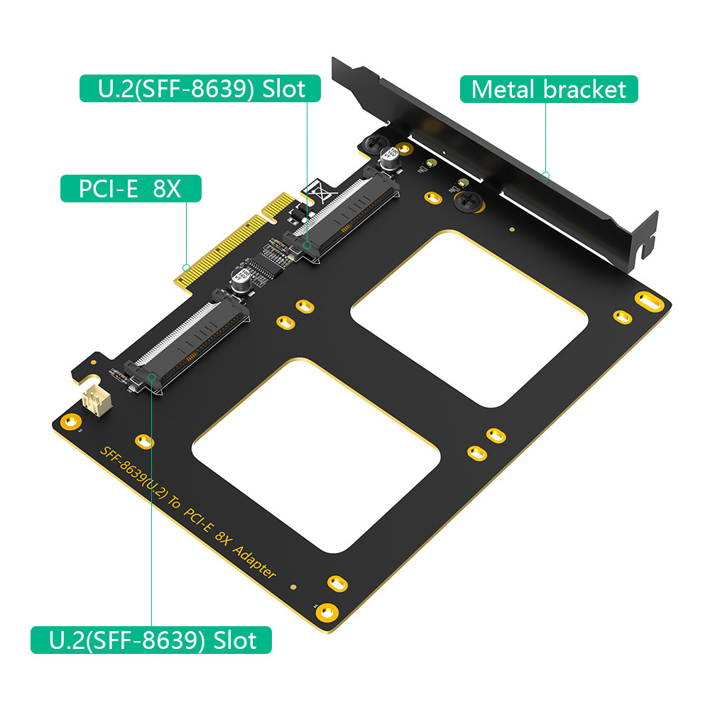 Dual U.2 SSD To PCIe 4.0 X8 Adapter Lightning-Fast Data Transfer