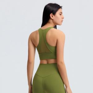 Quality U Collar Yoga Womens Sports Bra Nylon Stitching Mesh Triangle Back wholesale