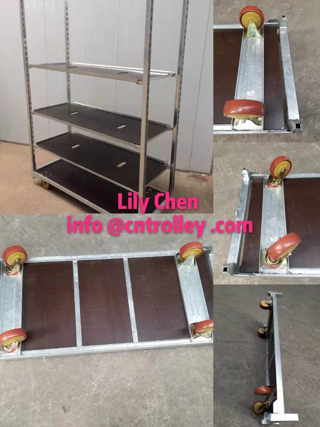 Plywood Metal Flower Trolley Hot Galvanized Adjustable