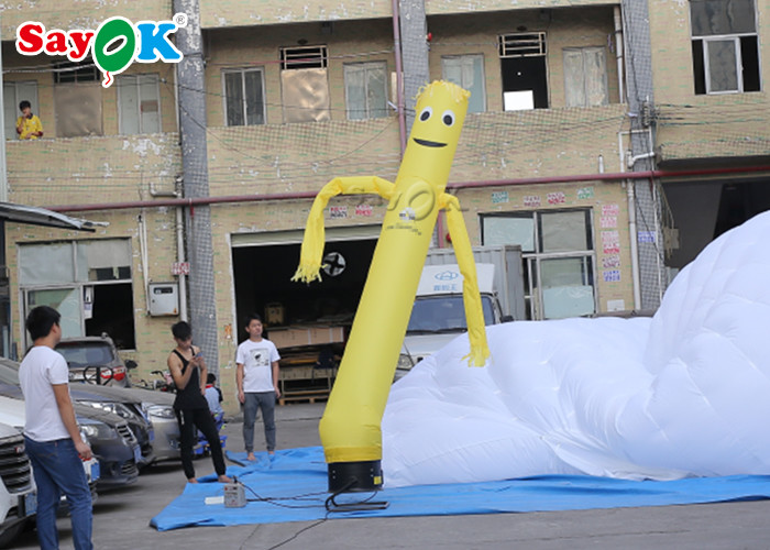 Dancing Air Man Yellow Checked Fabric Inflatable Air Dancer Balloon For Stage Decoration