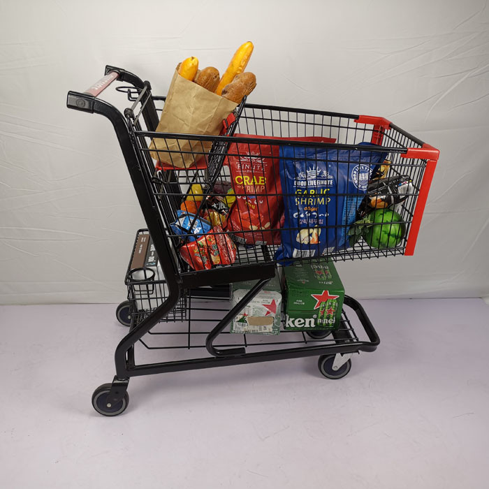 Electrophoretic Steel Metal Shopping Trolley Customized Black Powder Coating Wire Shopping Trolley
