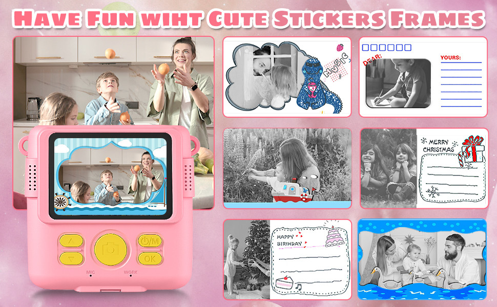 Children Sticker Mini Inkless Printer Instant Camera Portable 57X25mm