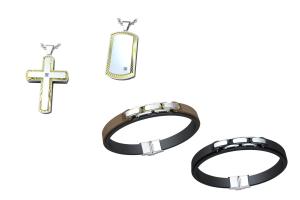 Quality Religion Men Stainless Steel Jewelry Set Plated Cross Necklace Bracelet Ring Set wholesale