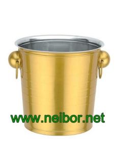 Quality Gold color stainless steel ice bucket 7L metal beer bucket beer tub beverage cooler wholesale