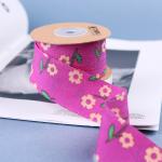 OEM Blossom Flower Art Printed Ribbon 40mm Custom Ribbon With Logo