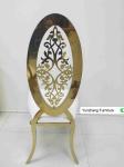Ellipse High Back Golden Wedding Dining Chair With Flower OEM
