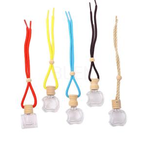 China Car Hanging Wooden Cap Glass Aroma Diffuser Bottle Round Car Diffuser Perfume Bottle on sale