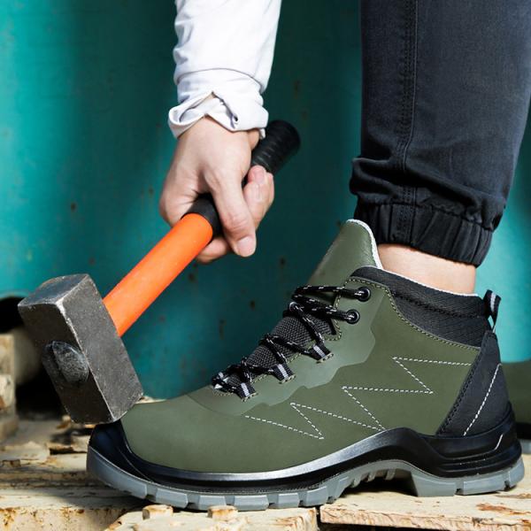 Cheap OEM Security Work Boots Genuine Leather Safety Boots Anti-static Steel Plate Midsole Work Shoes PU Sole Safety Shoes for sale