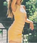 Small Quantity Clothing Factory Women'S One Shoulder Pleated Sleeveless Dress