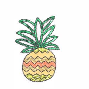Quality Delicate Sequin Pineapple Patch , Pineapple Sew On Patch Customized Color wholesale
