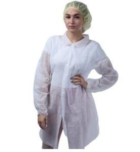 Quality Polypropylene Disposable Protective Coveralls Fluid Resistant Lab Coats wholesale