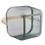 Household 5L White Wire Storage Basket With Wooden Handle 5KG Load