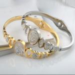 Diamond Bracelet Jewelry Fashion Cuff Bangle,oblong Shell Stainless Steel Bangle