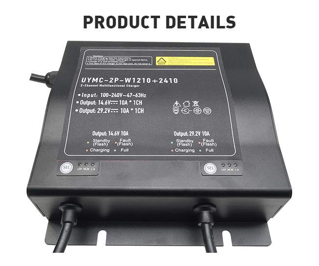 Smart Automatic Waterproof Battery Charger 12V 10A 2- Bank Lithium Battery Charger