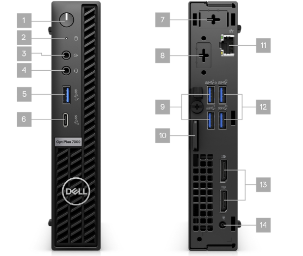 Dell OptiPlex 7000 Micro 7000MFF i5-12500T/8G DDR4/256G 90W Desktop No Mouse Keyboard