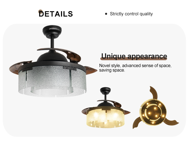 1stshine Plastic Blades Ceiling Fan with Hidden Blades Home Office Cooling Air Light