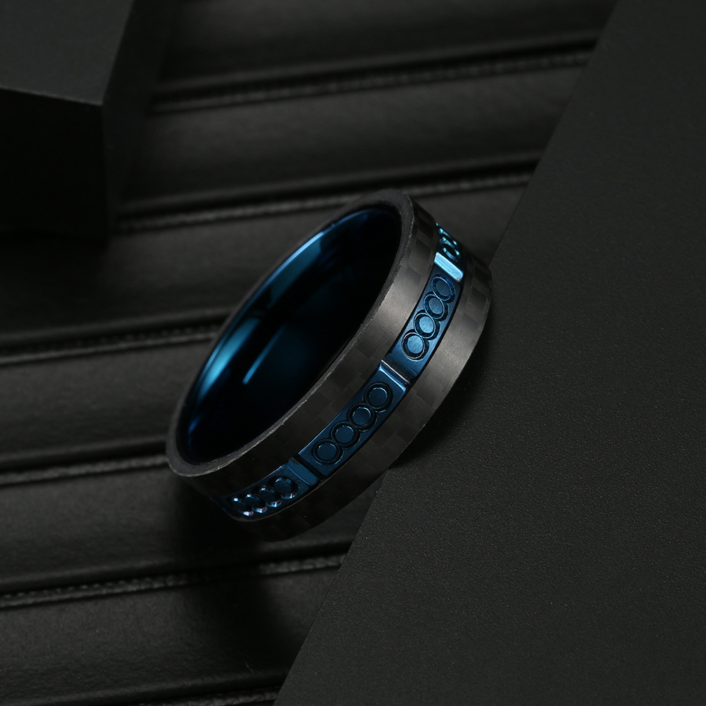 Carbon Fiber Plain Stainless Steel Rings For Men Customized Size